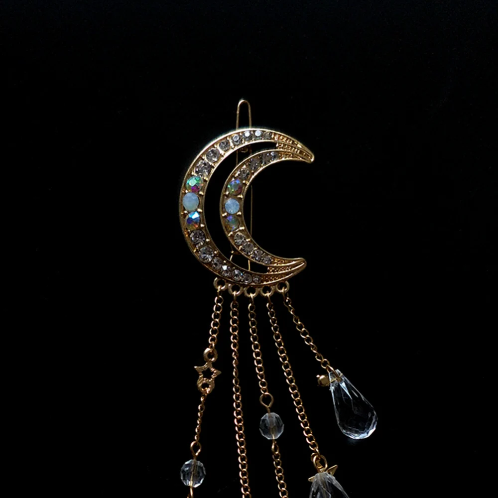 Корейские простые металлические заколки для женщин геометрические Луна золото