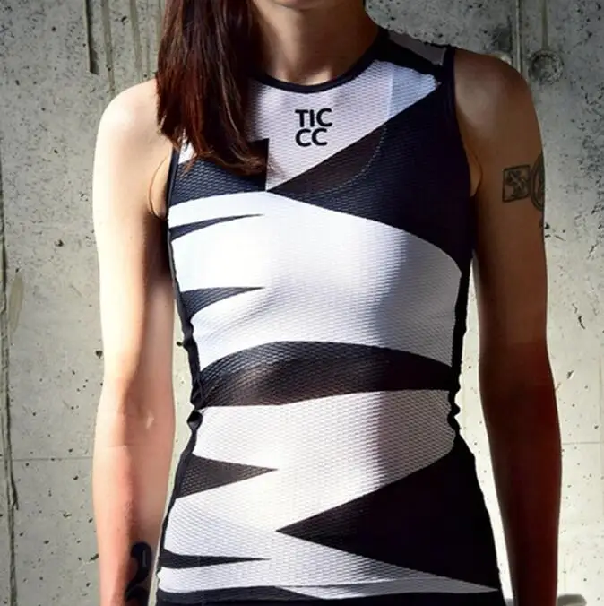 Black White sleevele Команда RC Велоспорт baselayer женщины в горошек вело-шорты розовый и черный сетки Спортивная одежда из полиэстера Капа де база де Малла - Цвет: Black White sleevele