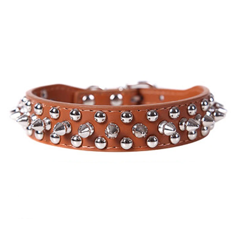 

Adjustable leather dog collar neckband supplies PU leather punk rivet spiked dog pet collar for small cats and dogs ZD