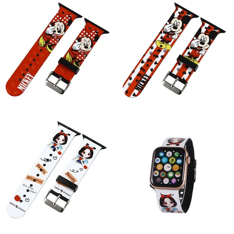 Ремешок для Apple Watch Disney мультяшный браслет с рисунком Микки Мауса Для IWatch Series
