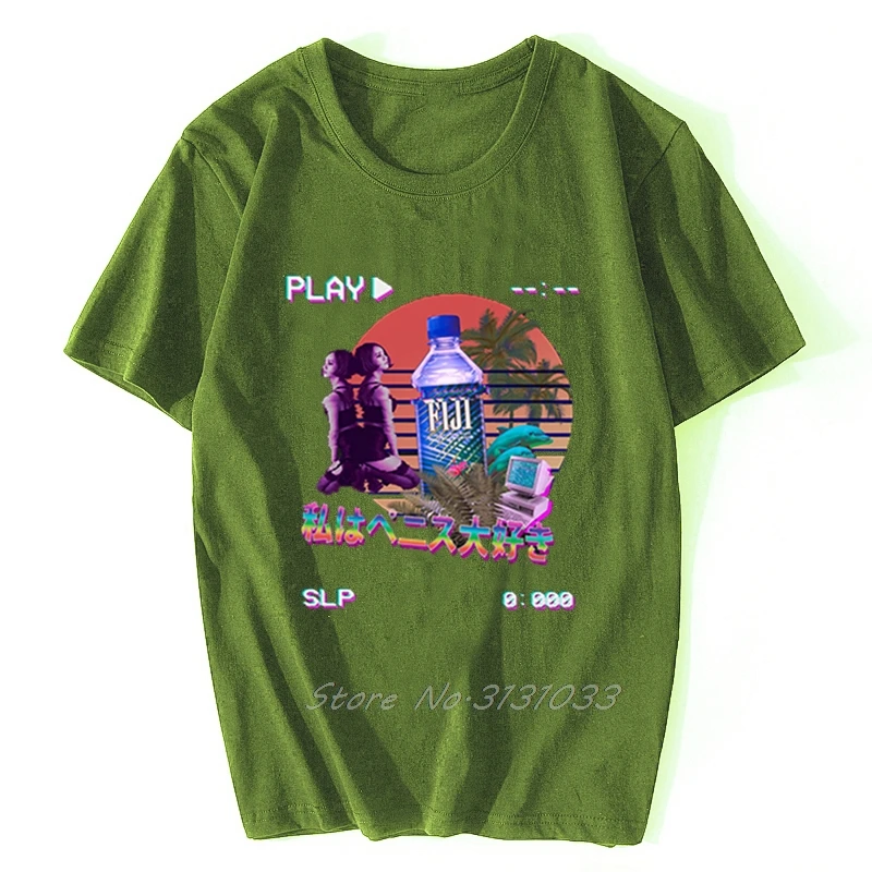 Винтажные футболки Vaporwave с флаконом Фиджи в стиле ретро уличная одежда летняя