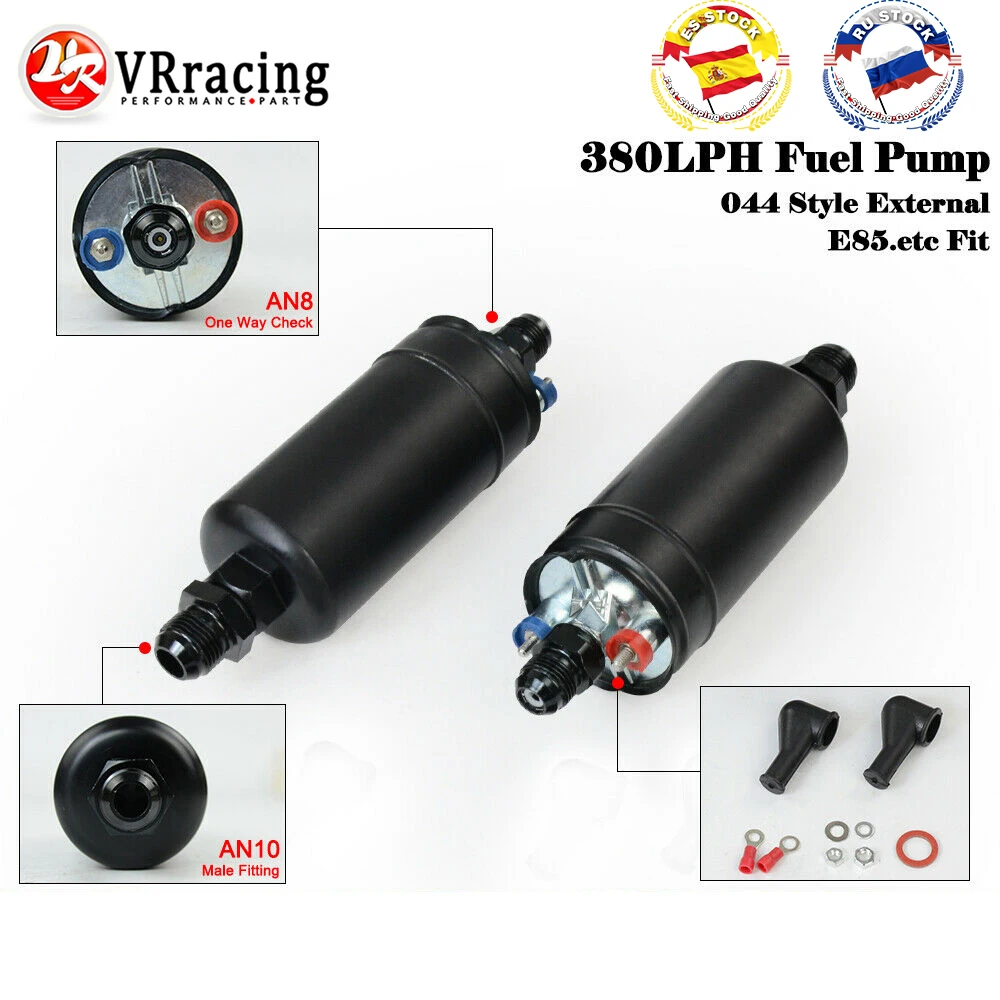 VRracing Новый PQY 380LPH встроенный внешний топливный насос 10AN вход + проверка Vavle 8AN