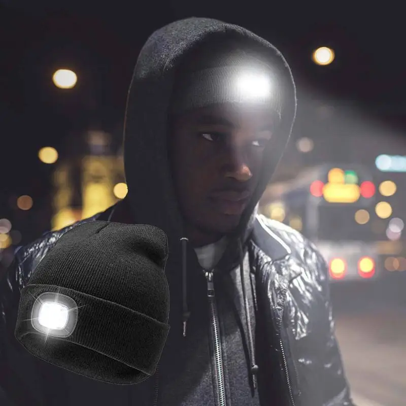 Унисекс осень зима со светодиодной подсветкой кепки теплые шапочки на открытом