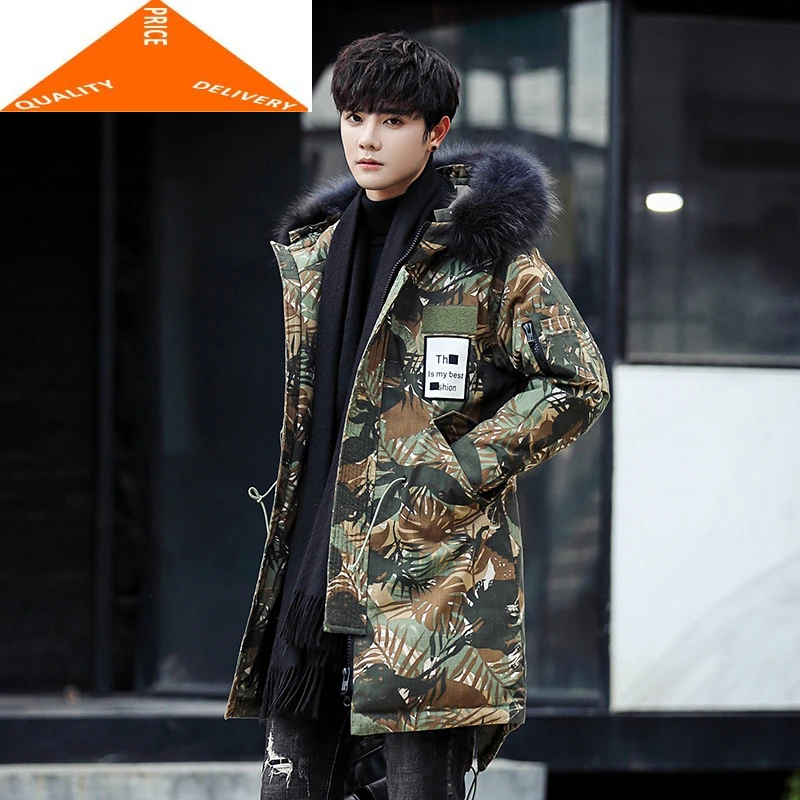 

Jacket Men Winter Clothes 2020 Warm Long Duck Coat Large Fur Hooded Thick Men's Down Jackets Streetwear Hiver 5587