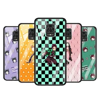 demon slayer cute for xiaomi redmi note 10 pro max 10s 9t 9s 9 8t 8 7 pro 5g luxury tempered glass phone case cover