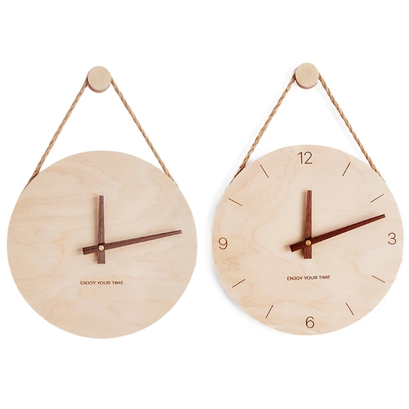 

Simple Design Wooden Nordic Sling Wall Clock Creative Home Living Room Decorate Y5JC
