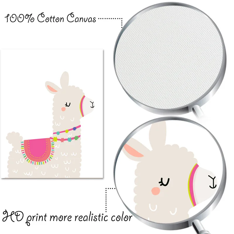 

Cute Cartoon Llama Baby Nursery Wall Art Decorative Canvas Poster Picture Nordic Kid Bedroom Print Painting Picture Home Decor