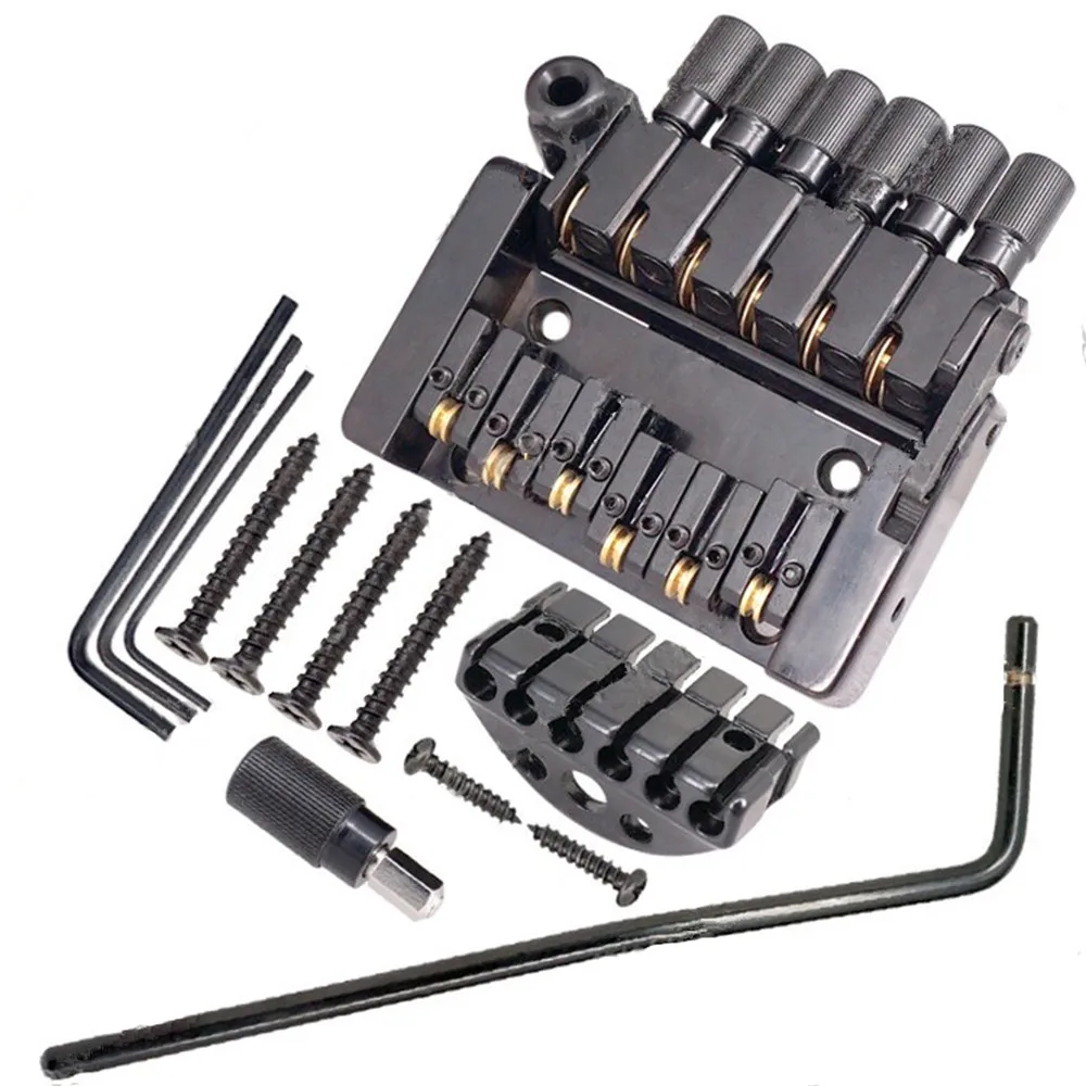 A Set Of 6 Strings Roller Saddle Tremolo Bridge Tailpiece For Headless Guitar Accessories With Worm Involved String Device