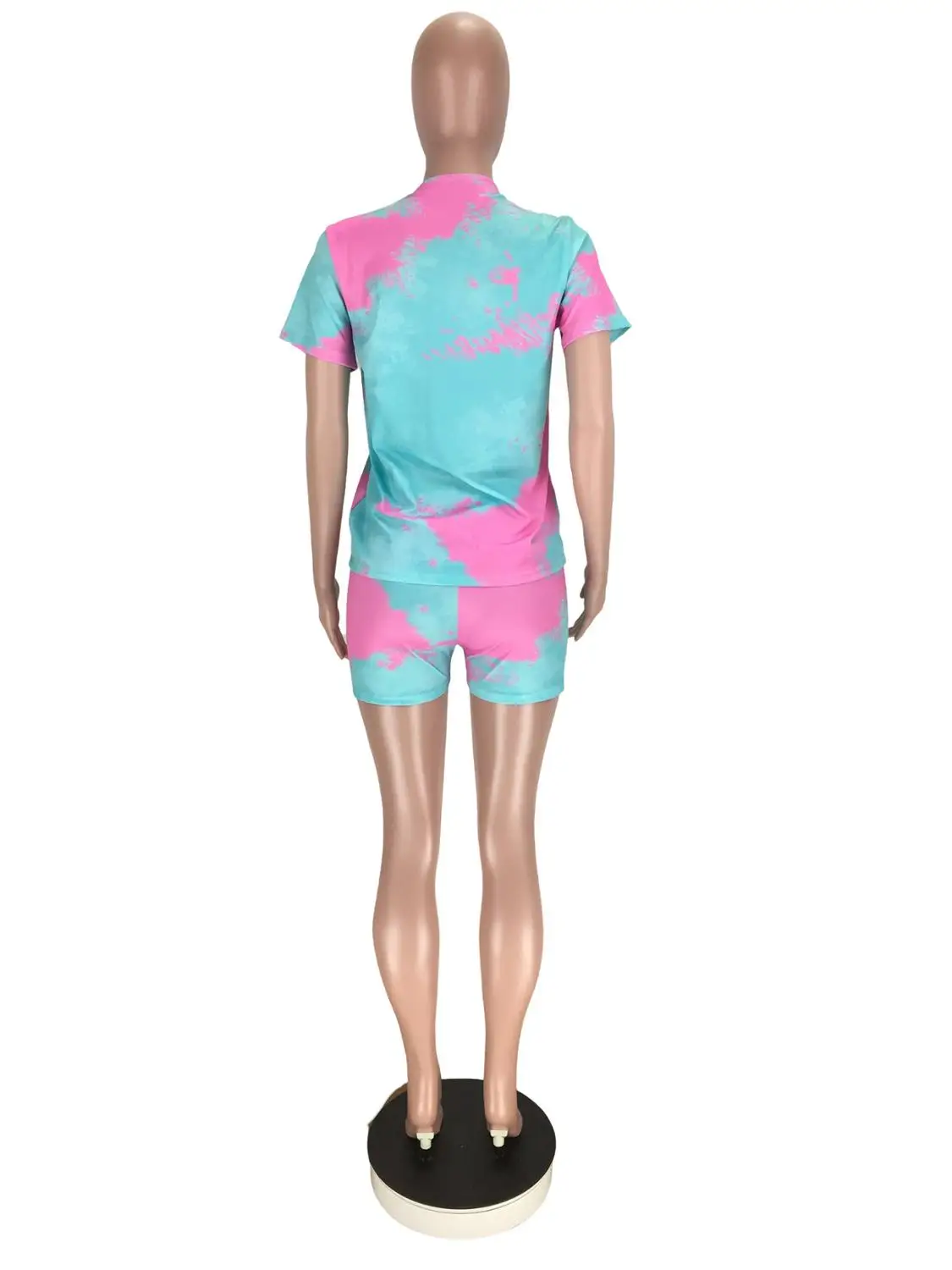 

cartoon print comic women two piece matching set short sleeve t shirts + skinny biker shorts street club tracksuit sweatsuit