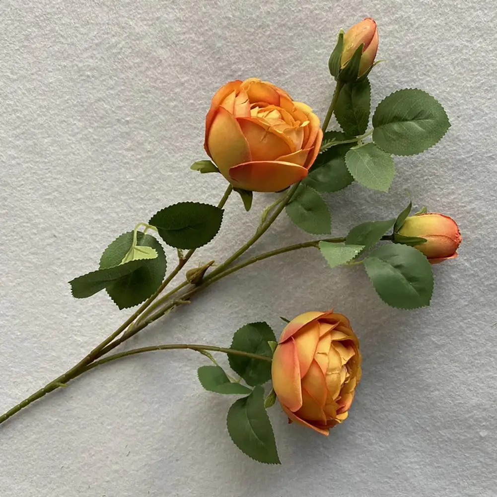 

1 Bouquet Wedding Flower Realistic No Wilting 4 Forked Beautiful Artificial Rose Flower Branch Household Supplies