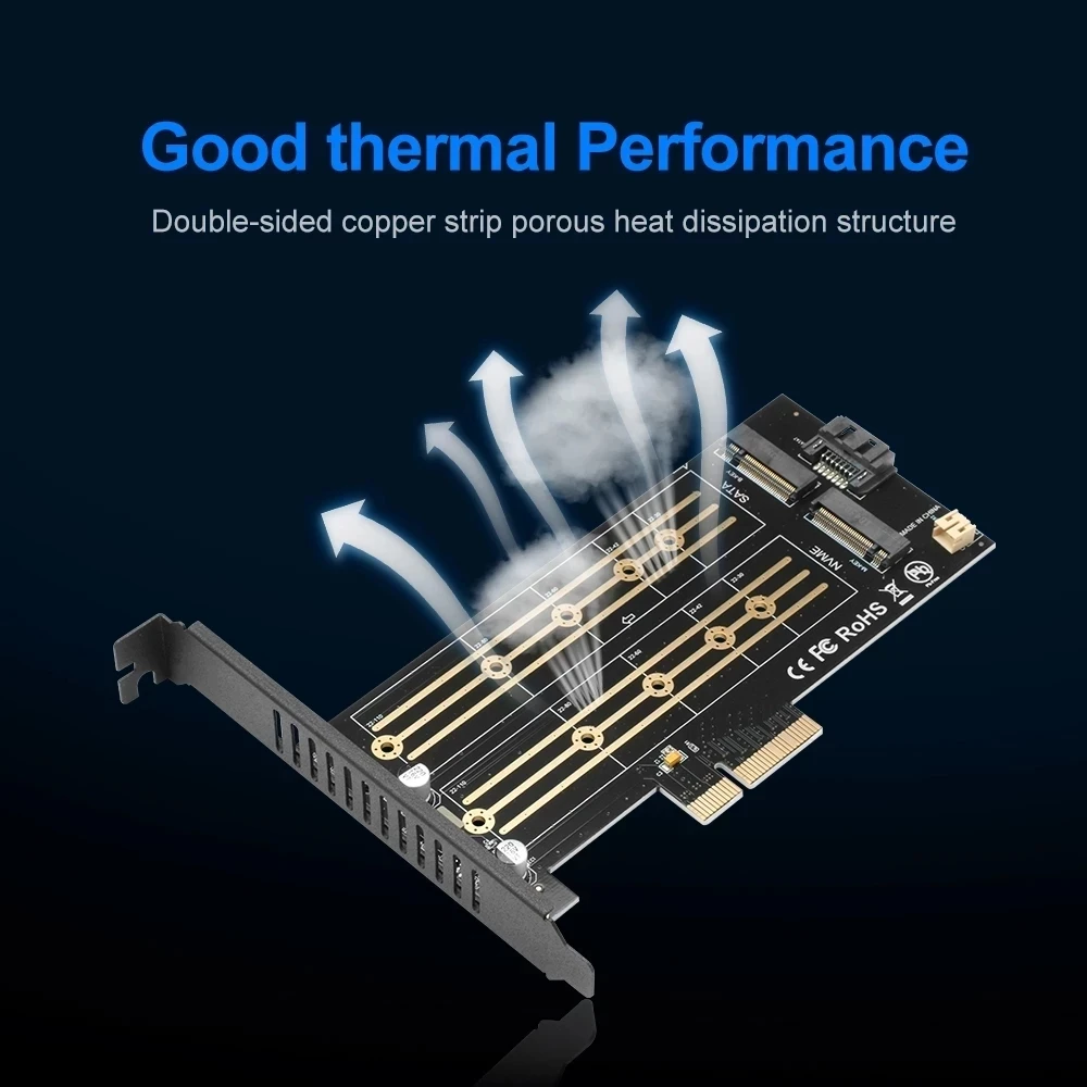 адаптер m 2 nvme ssd ngff к pcie 30 x4 4x m key b key двойная и