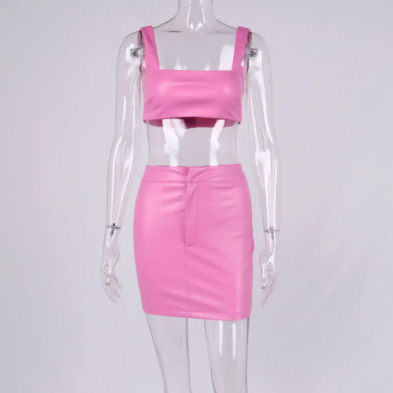 Женское кожаное платье комплект из 2 предметов лето 2021 | Женская одежда