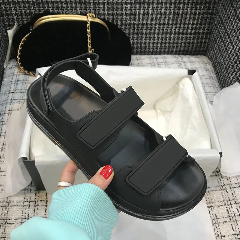 

2021 new fashion ladies sandals summer sponge cake thick-soled velcro open toe casual all-match flat-soled beach shoes