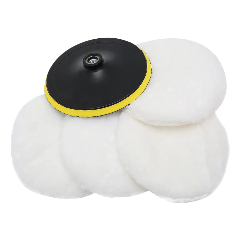 

5Pcs Universal Polisher Buffer kit Soft Wool Bonnet Pad White Car Polisher Car Body Polishing wheels Discs Accessories 7 inch