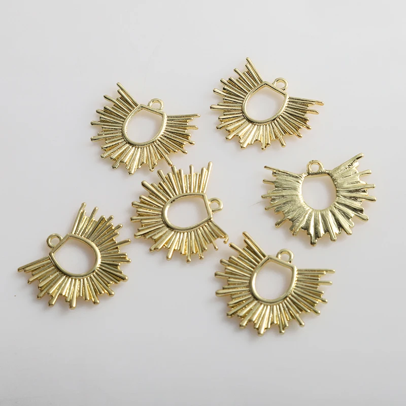 

10pcs Alloy KC Gold Geometric Charms Sun Charm Pendant For DIY Hanging Earrings Jewelry Findings Making Accessories 34x28mm