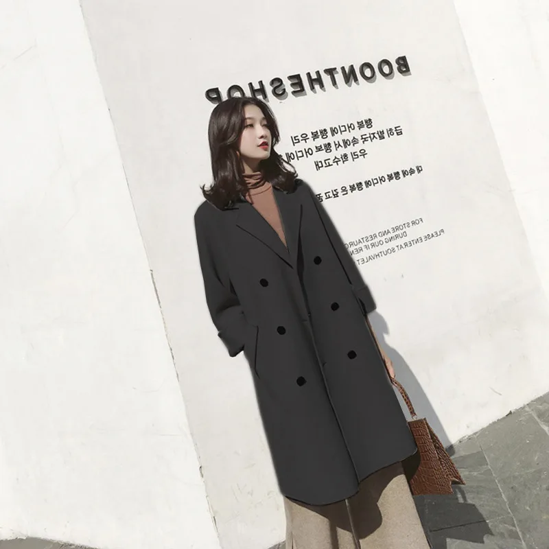 

Long Coats For Winter For Women Solid Double Breasted Overcoat Women Warm Thick Fashion Loose Woolen Coat Women Coat Oversized