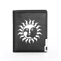 sun face design leather men wallet classic credit card holder short purse