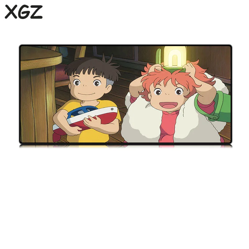 XGZ мультяшный коврик для мыши большого размера с блокировкой сбоку аниме Поньо на