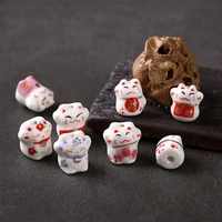 10pcslot animal ceramic beads colorful handmade porcelain lucky cat diy beads for craft bracelet jewelry making