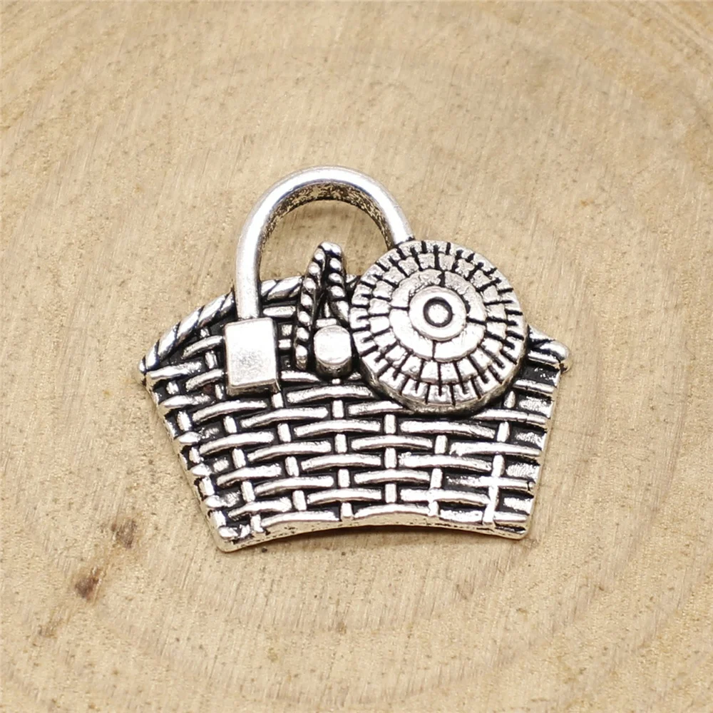 

WYSIWYG 10pcs 25x22mm Handbag Charms Antique Silver Color Charms For Jewelry Making Jewelry Findings