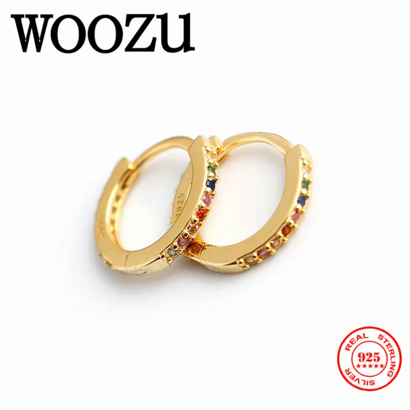 WOOZU – boucles d'oreilles rondes en Zircon pour femmes  bijoux en argent Sterling 925  unisexe