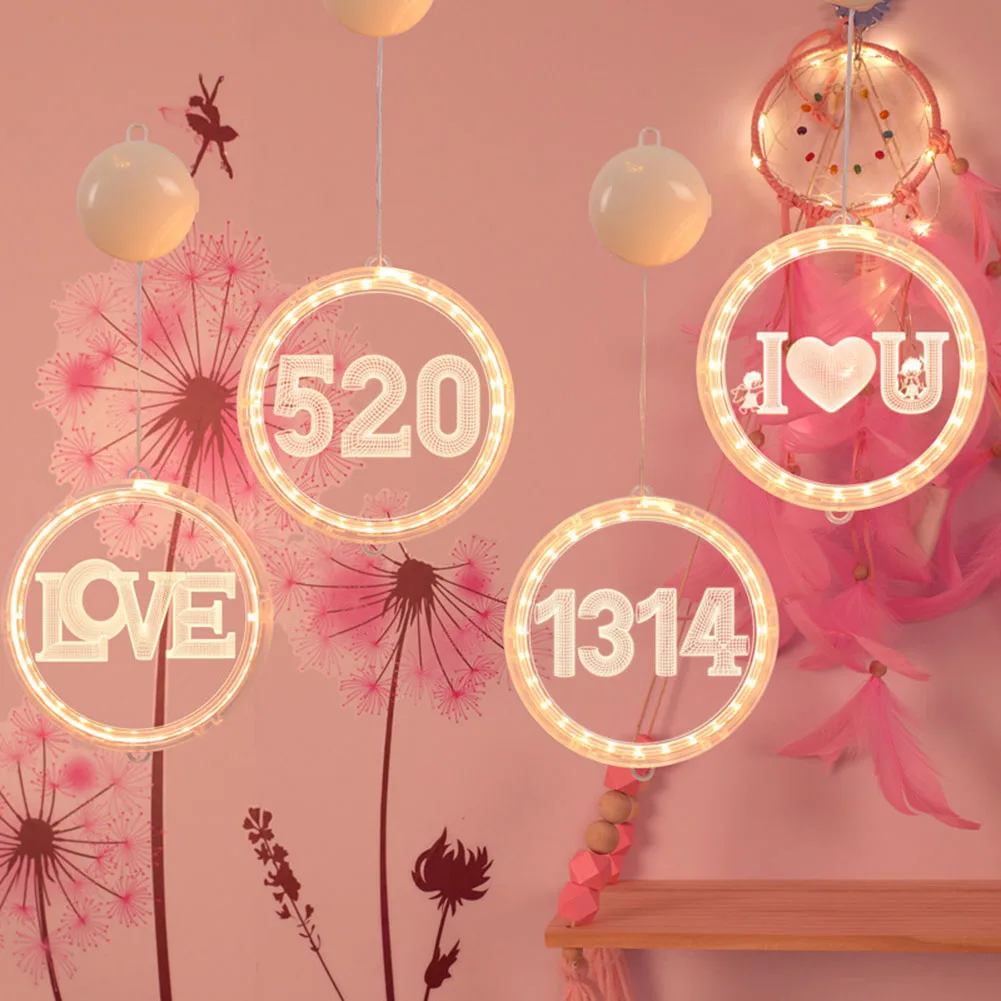 

LED Love Lights Romantic Christmas Tree Wall Hanging Lights Pendant for Valentines Day Home Bedroom Wedding Party Window Decor