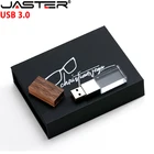 Флэш-накопители JASTER USB 3,0, цветная коробка для печати, флэш-накопитель, деревянная флэш-карта памяти с кристаллами, стандартная флэш-память, 16 ГБ, 32 ГБ, 64 ГБ, 128 ГБ, U-диск