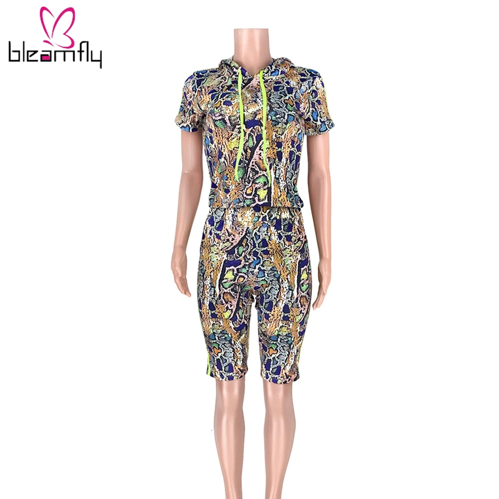 Новинка 2019 женские летние комплекты из двух предметов: топ с капюшоном и штаны