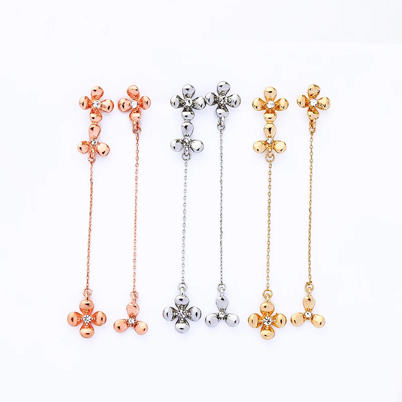 Long Crystal Earrings Korean Women Dangle Earrings Flower Allergy Free Wholesale Fashion Jewelry 2019 Nova