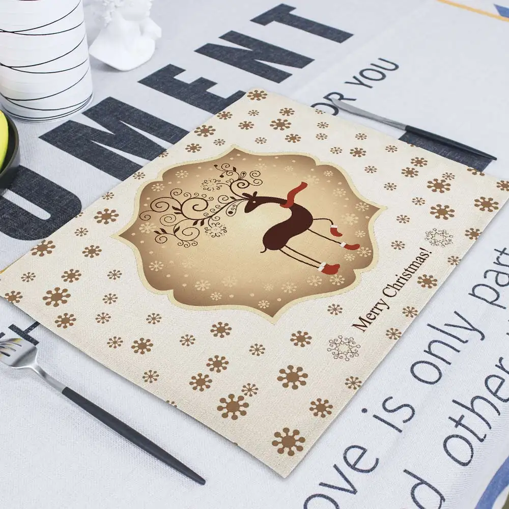 Льняные столовые салфетки Happy Санта-Клаус 43*32 см