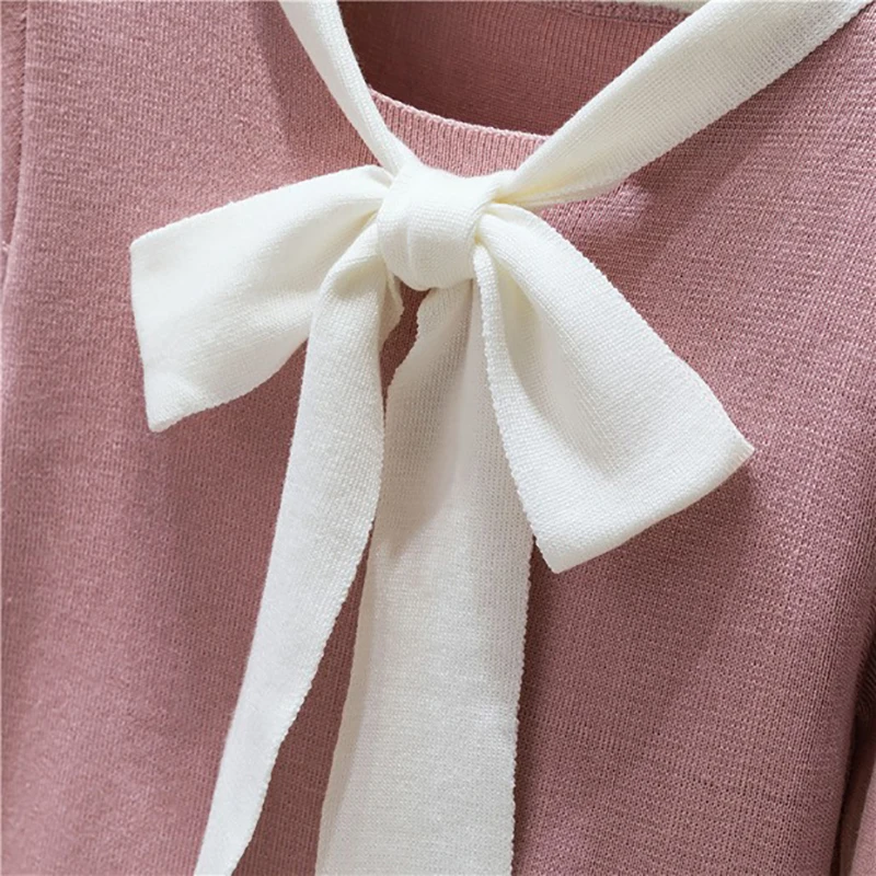 shintimes Long Sleeve Sweater Bow Knitted Winter Sueter Mujer Invierno 2019 Fall Pullovers Pull Femme Womens Clothing | Женская одежда