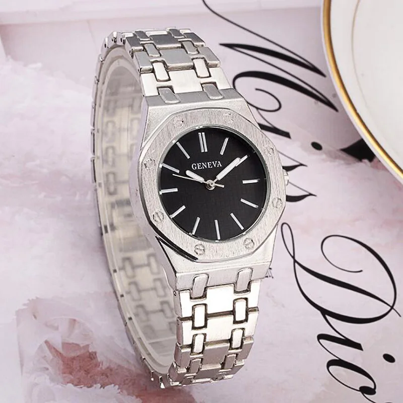 Новинка 2019 горячая Распродажа Женевские парные часы со стальным ремешком