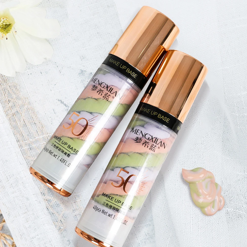 

Праймер для макияжа трех цветов, крем, основа для макияжа, консилер, стойкий, сглаживающий, профессиональный, натуральный