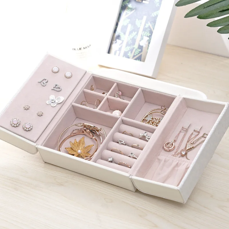 Multi-directional Jewelry Box Portable Earrings Ring Jewelry Square Exquisite Jewelry Storage Box