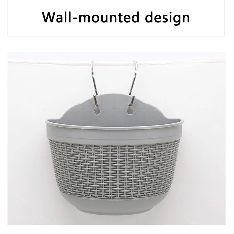 Пластиковый настенный полукруглый цветочный горшок Плетеный RT88|Цветочные