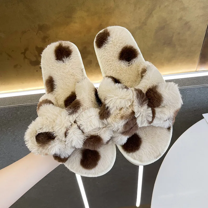 

Shoes Women Female Slippers Fur Flip Flops Slides Low Butterfly-Knot Fashion Soft 2021 Plush Flat Luxury Autumn Butterfly-knot