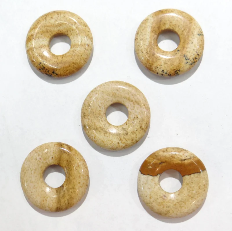 Подвеска пончик с изображением из натурального камня 18 мм 30 шт.|Шармы| |