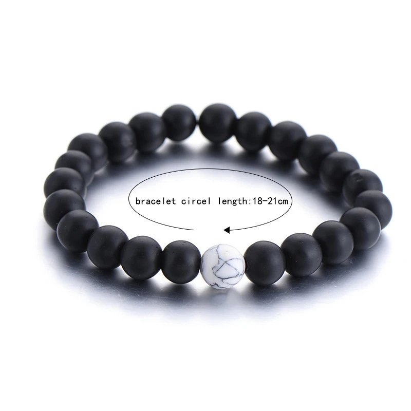 

2Pcs/Set Couples Distance Bracelet Classic Natural Stone White and Black Yin Yang Beaded Bracelets for Men Women Best Friend Hot