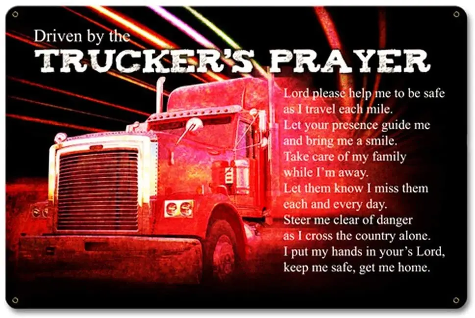 

Losea Truckers Prayer Wall Decor Vintage Metal Tin Sign Poster Plaque Bar Pub Club Cafe Home Plate Wall Decor Art 12 x 16 Inches