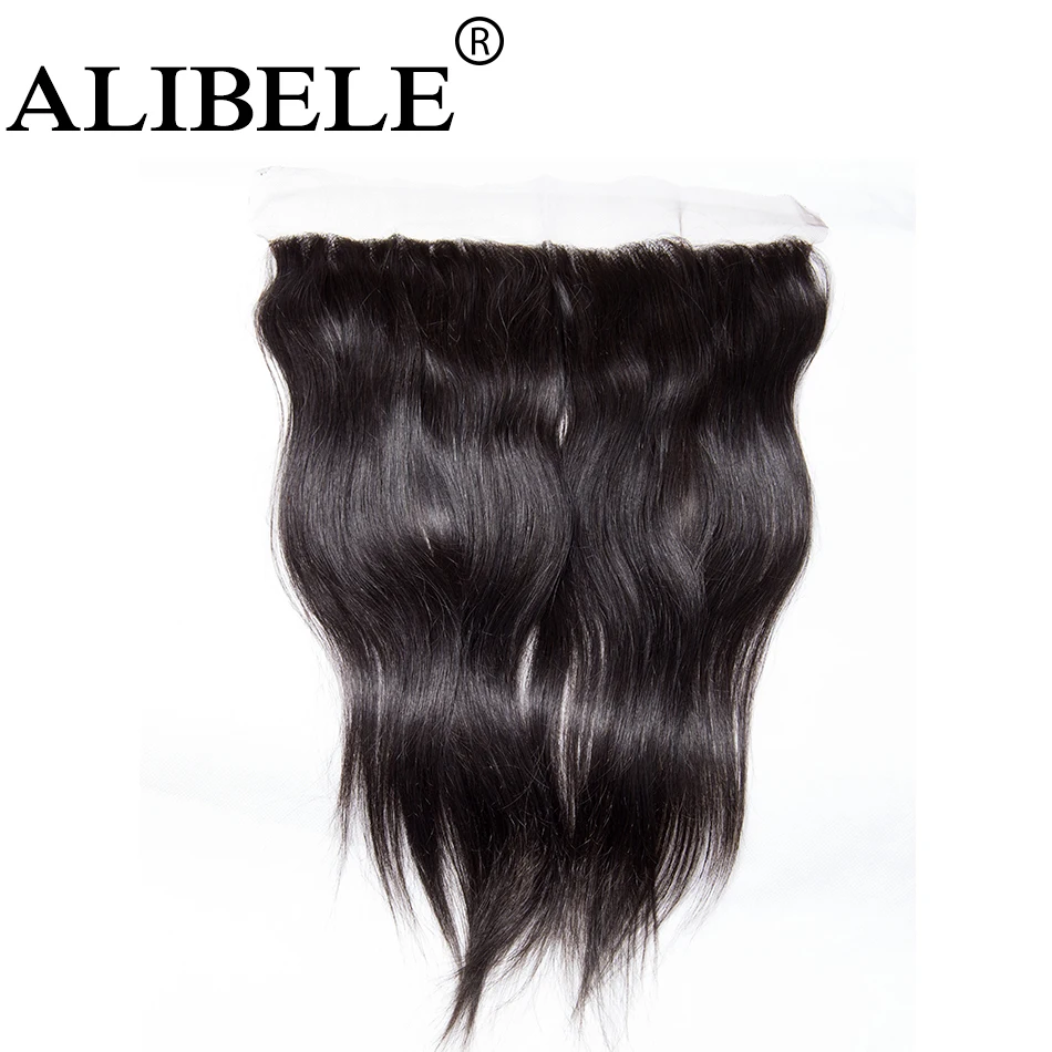 Alibele, перуанские прямые волосы, 3 пряди, с фронтальным закрытием, Remy человеческие волосы, 13x4, предварительно выщипанные, фронтальные волосы с пучком