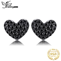 jewelrypalace love heart genuine black spinel 925 sterling silver stud earrings for women fashion statement gemstone earrings