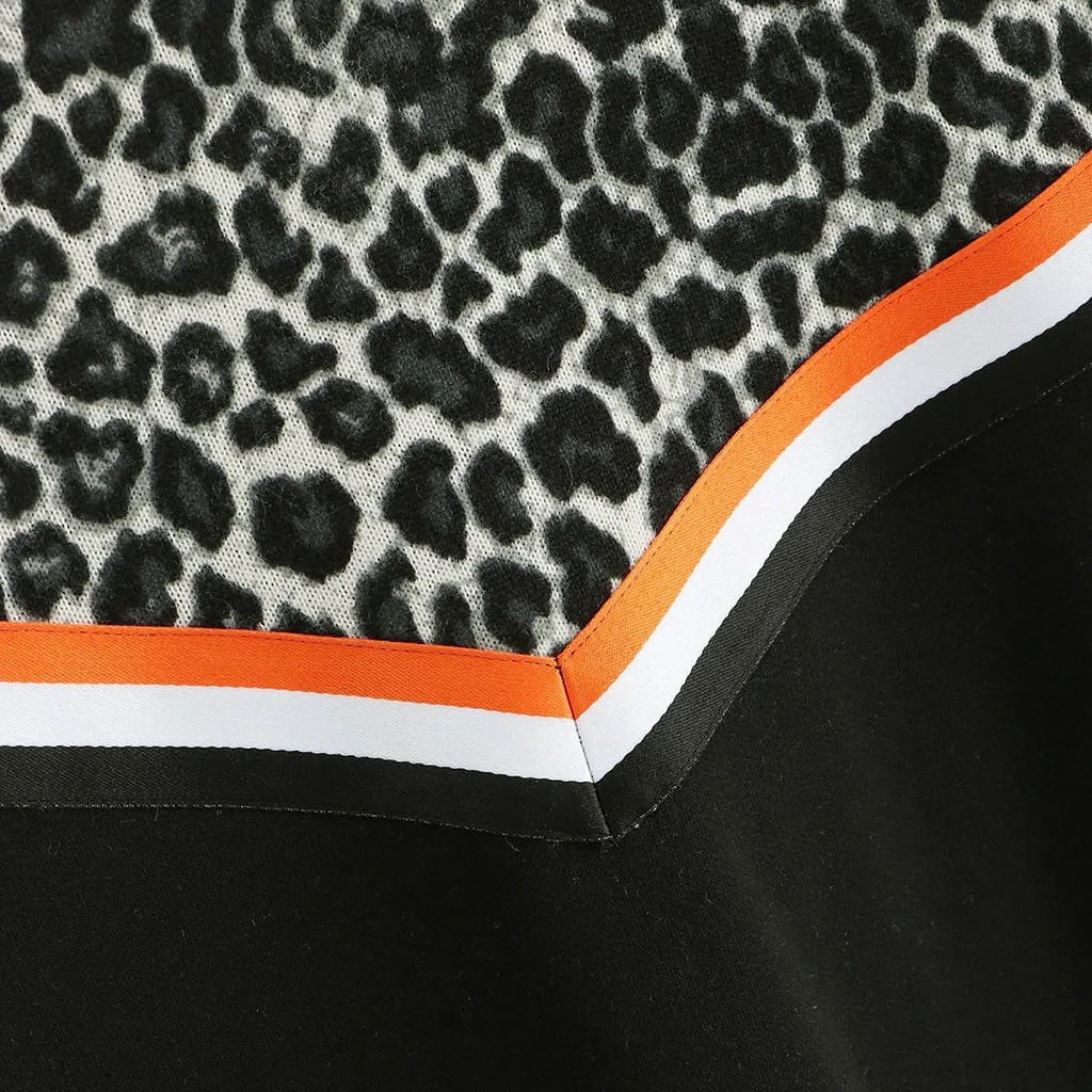 

Leopard Print Hooded Hoodies Women Patchwork Loose Hat Sweatshirt Long Sleeve Spring Tops Sweatshirt Ladies Pullover Tops Shirt