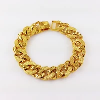 wide bangle hip hop style yellow gold filled womens mens wrist bracelet chain