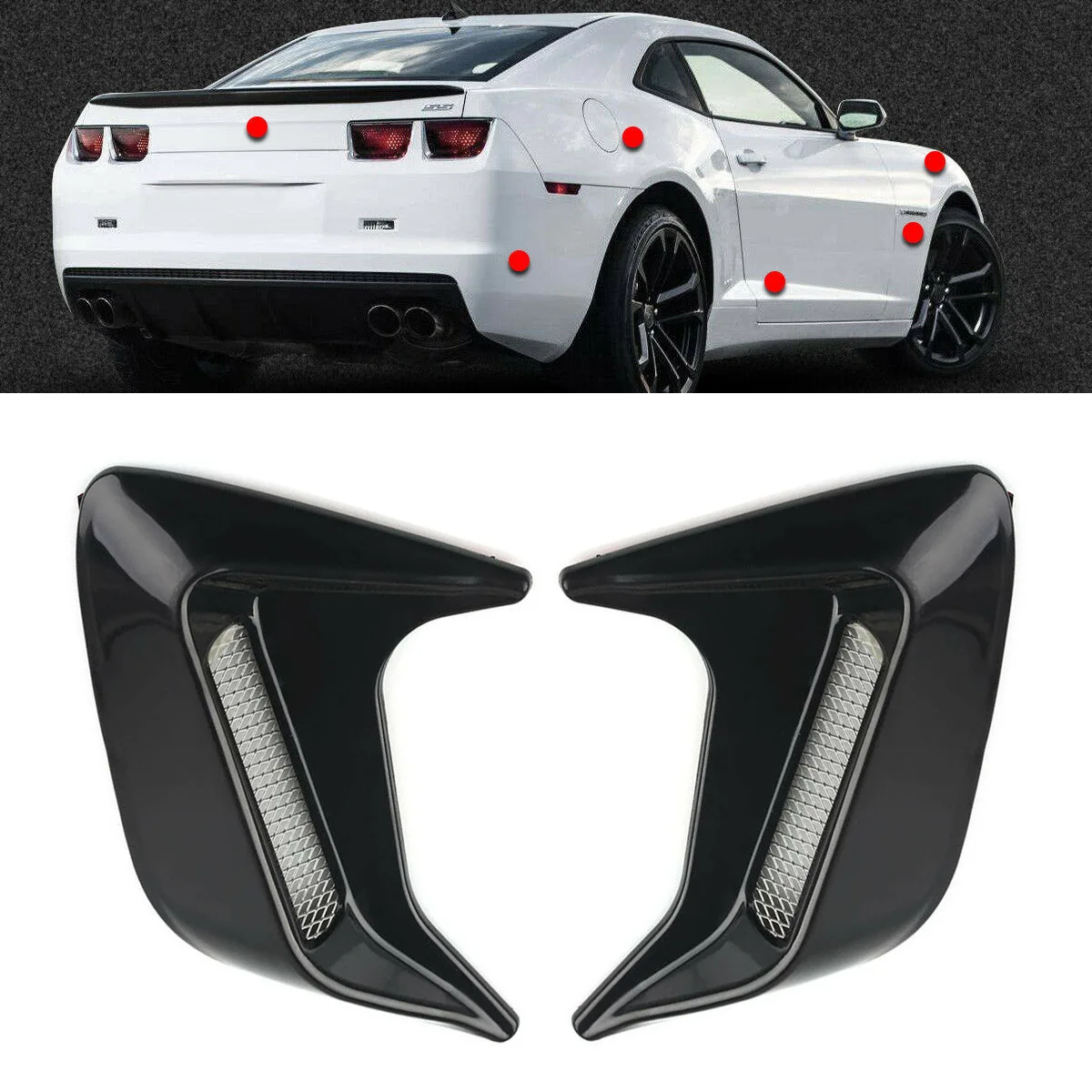 

2x Universal Car Decorative Air Flow Intake Scoop Bonnet Side Fender Vent Hood