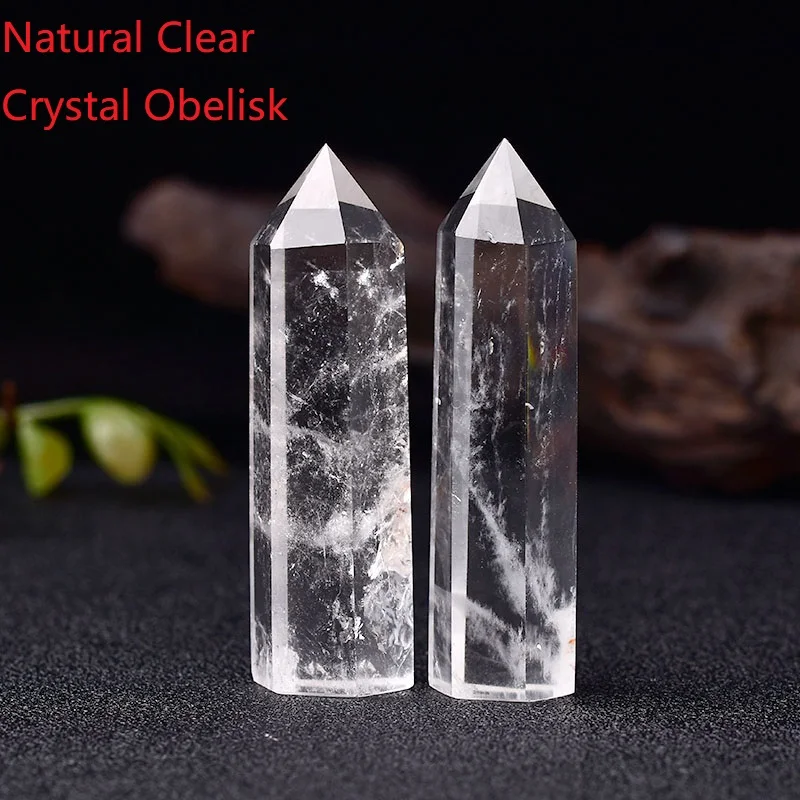 

1PC Natural White Clear Quartz Crystal Wand Point Tower Hexagonal Obelisk Reiki Healing Energy Stone Home Decor Ornaments 5-8cm