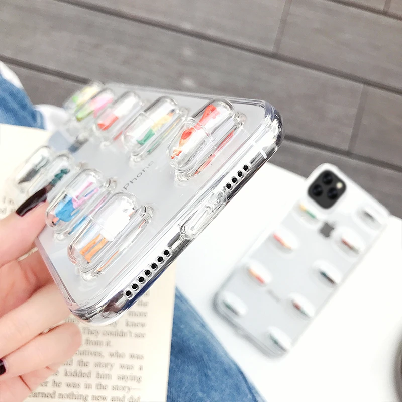 Прозрачный чехол для телефона в виде капсулы с 3d-таблетками подходит OPPO A8 A91 A92s A52