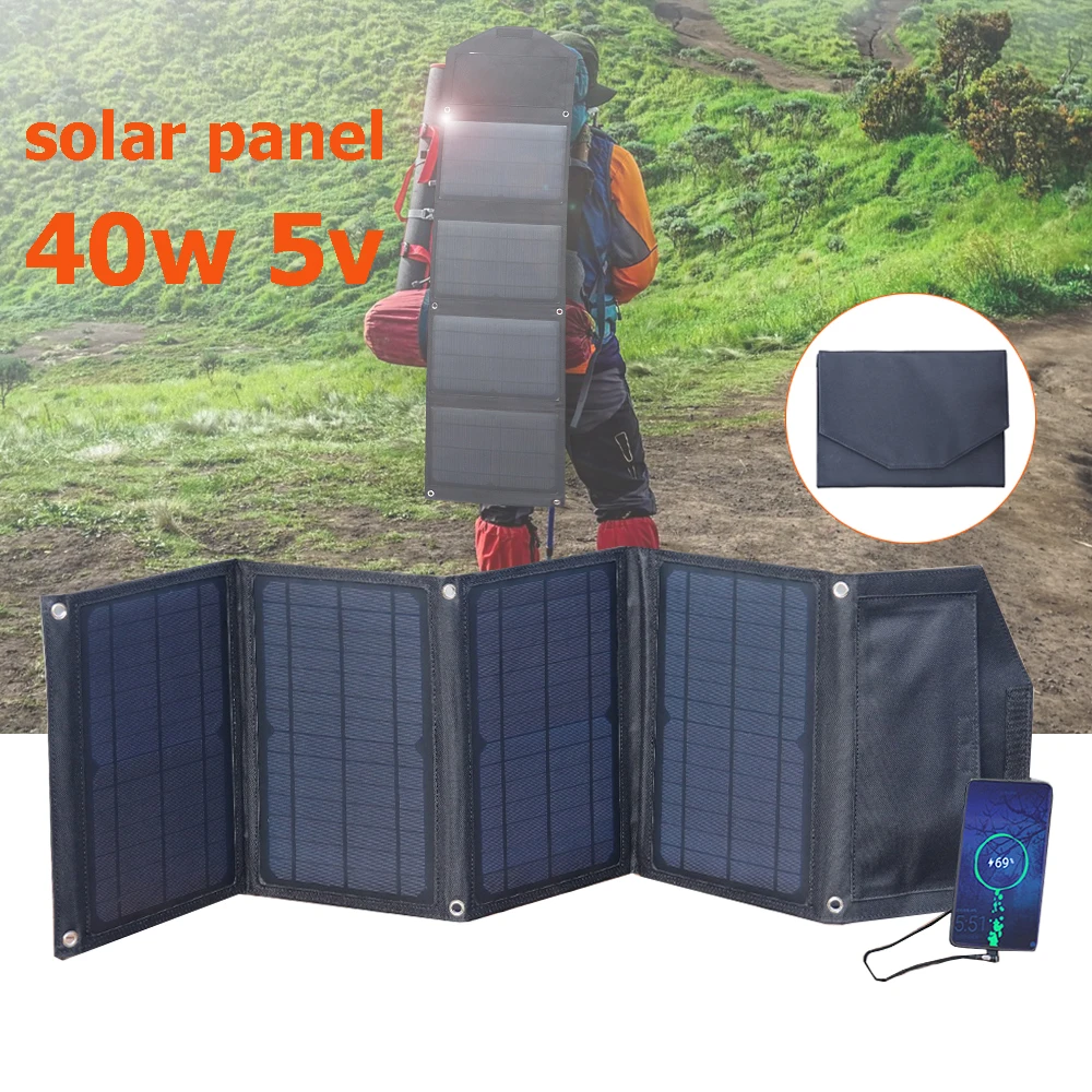 

Solar Panel 5V 3A USB Solar Cell 40W Portable Folding Foldable mobile phone power charger powerbank light camera outdoor camping