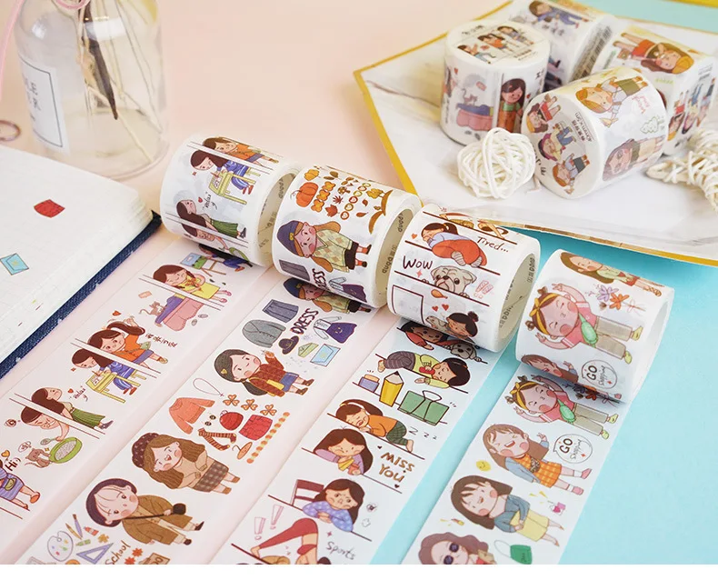 21styles Very Kawaii Cute Cartoon Little Girls Animal Food Expression Color Deco Washi Tape DIY Planner Scrapbookin Masking Tape