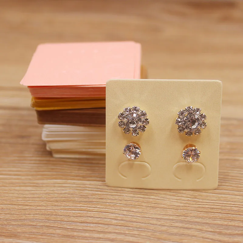 100 шт DIY Красочные бумажные бирки для сережек крафт/розовый/слоновая кость серьги