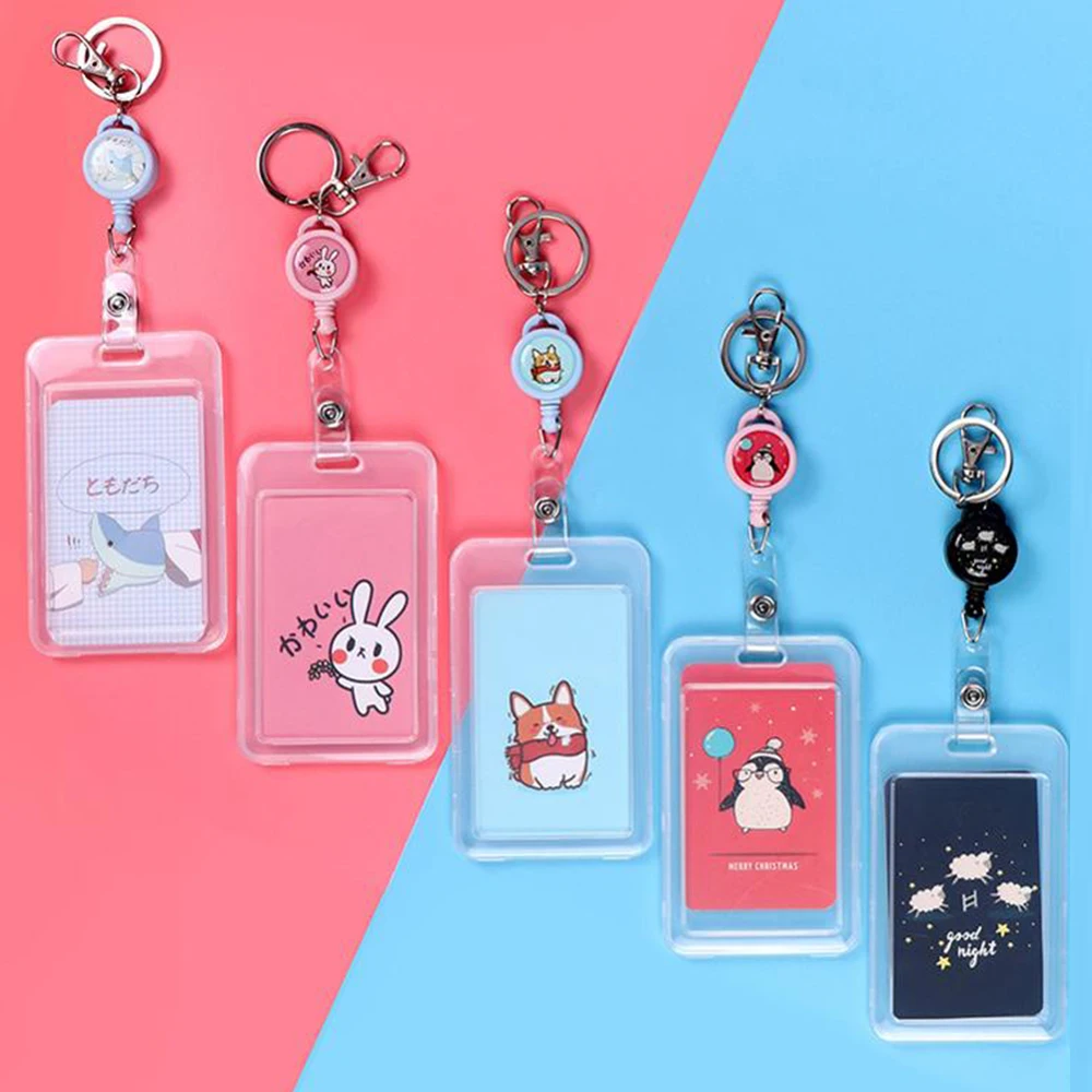 Милый мультяшный выдвижной держатель для карт портативный ID Имя карты протектор